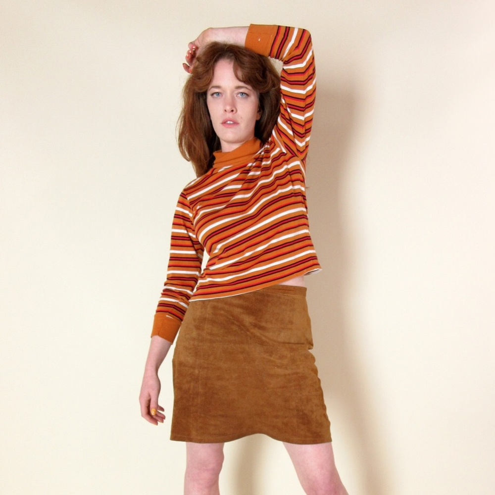 Vintage Ernie Striped Orange Long Sleeve Crop Top